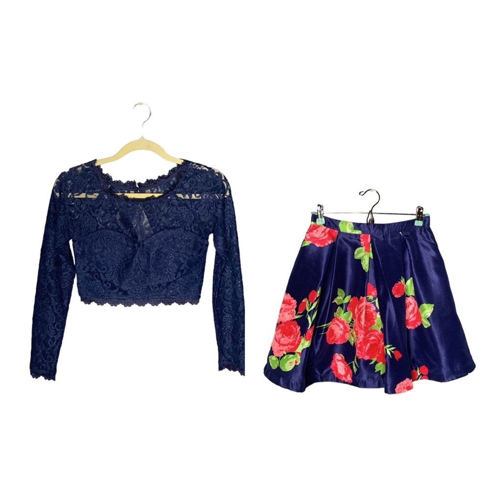 Sequin Hearts Two-Piece‎ Floral and Lace Dress Size 5